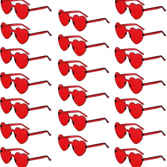 Accessories - 20 Pack Heart Shaped Sunglasses One Piece Candy Color Rimless Glasses for Women